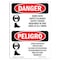 Signmission OSHA Danger, Hard Hats Glasses Shoes Bilingual, 24in X 18in Alum, 18" W, 24" H, Bilingual Spanish OS-DS-A-1824-VS-1295 - alternate 1